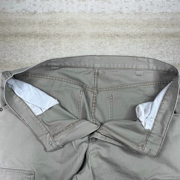 Vintage Y2K Lee Dungaree Cargo Pants 38x30  Baggy Wide Leg Fit Light Tan Cotton - Picture 4 of 4